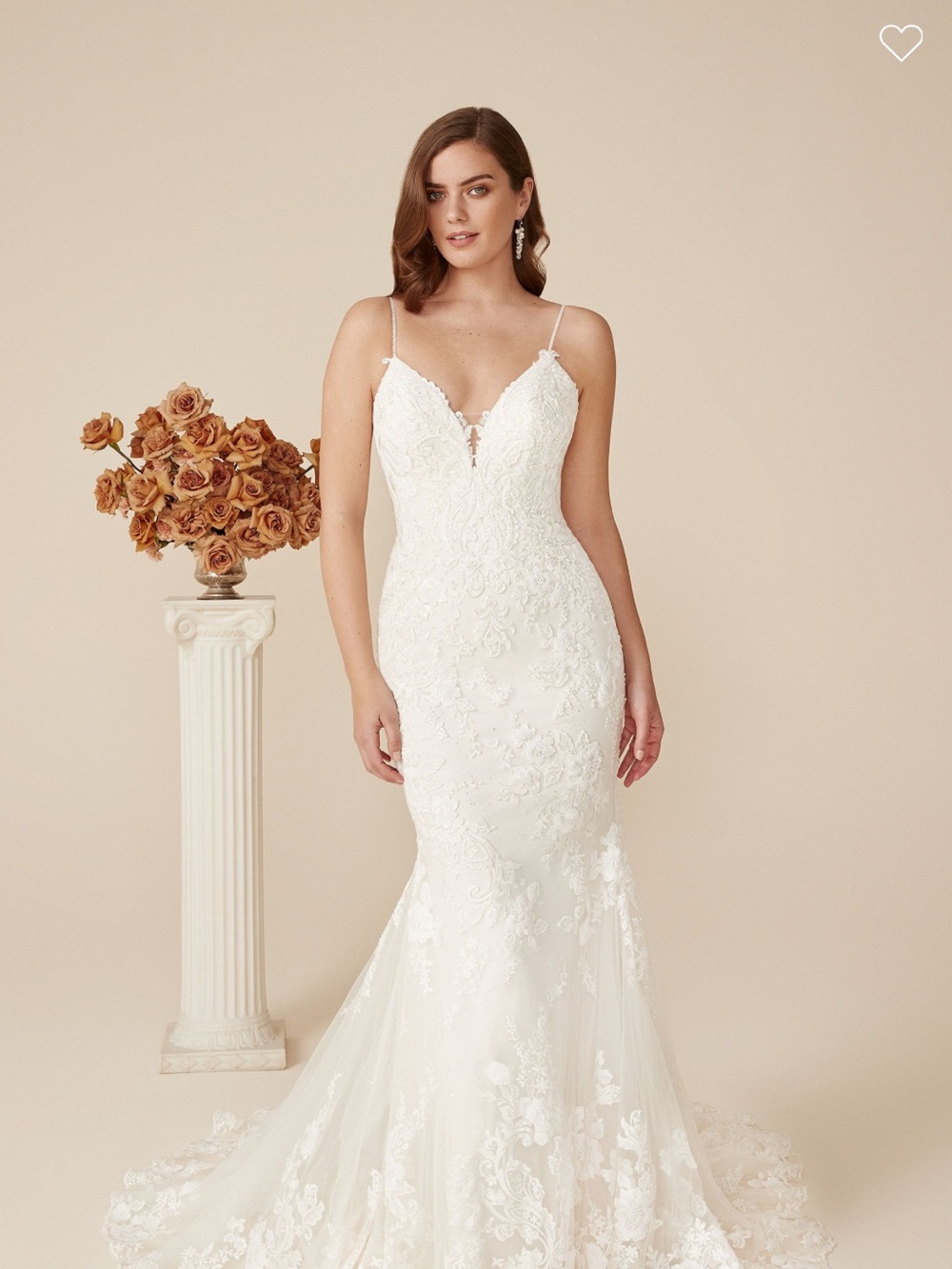 Spaghetti Strap Lace Wedding Dress in White